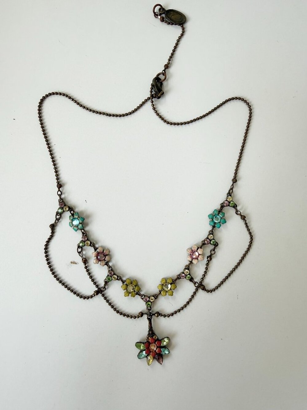 Michal Negrin Multicolor Flower and Rhinestone Necklace - Picture 2 of 3